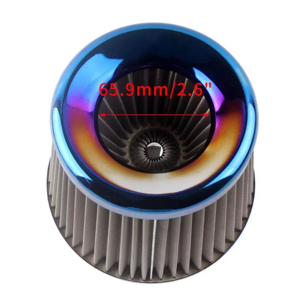 Car Auto Universal Cone Cold Air Filter Stainless Steel Air Intake System High Flow 60-75MM AF07