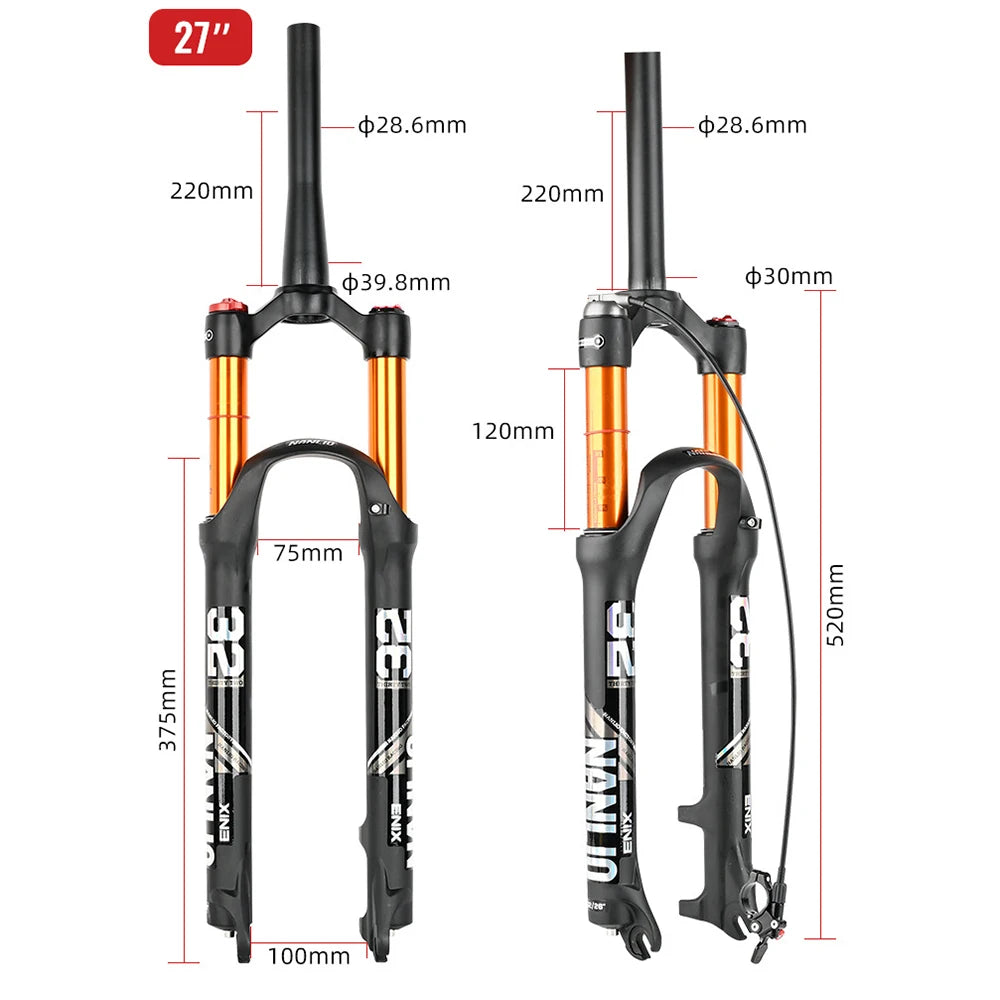 Mountain Bike MTB Front Fork 26 27.5 29 In Air Suspension for Disc Brake MTB