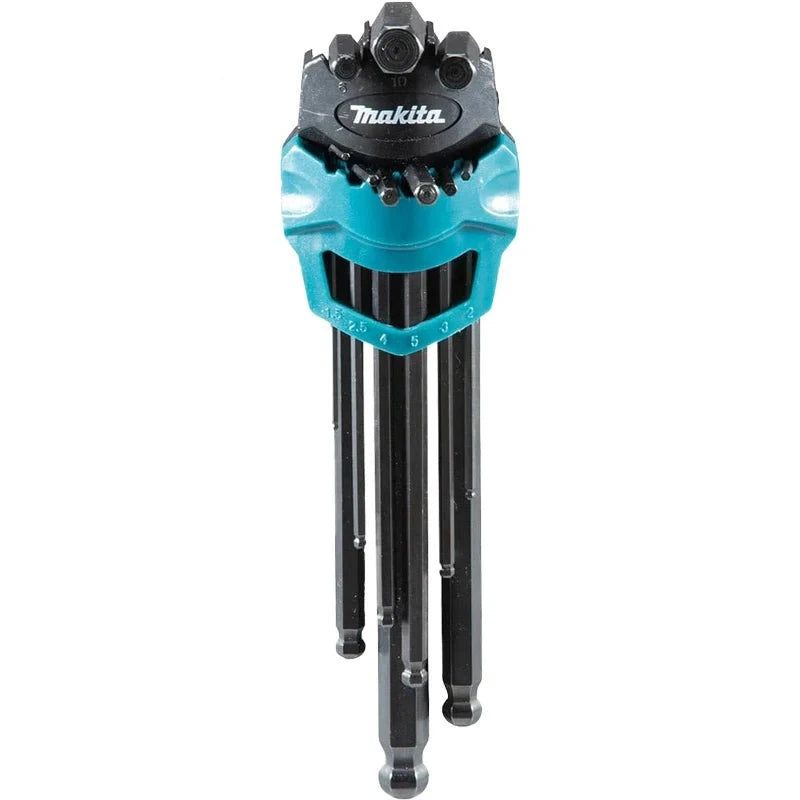 Makita B-65894 Juego de llaves hexagonales Allen de 9 piezas de 1,5 a 10 mm