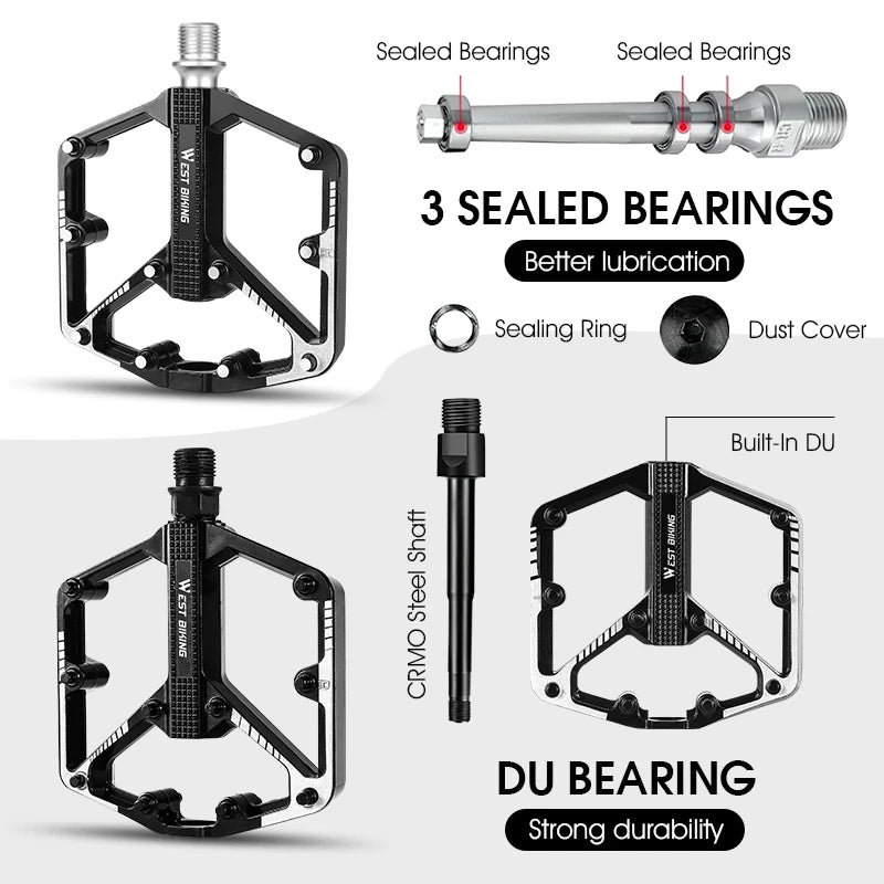 Mountain Bike MTB Pedals Sealed Bearing Ultralight Aluminum Alloy Anti-Slip