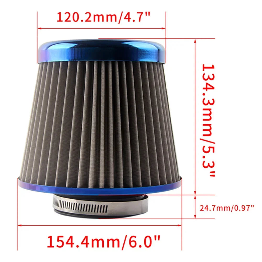 Car Auto Universal Stainless Steel Cone Cold Air Filter