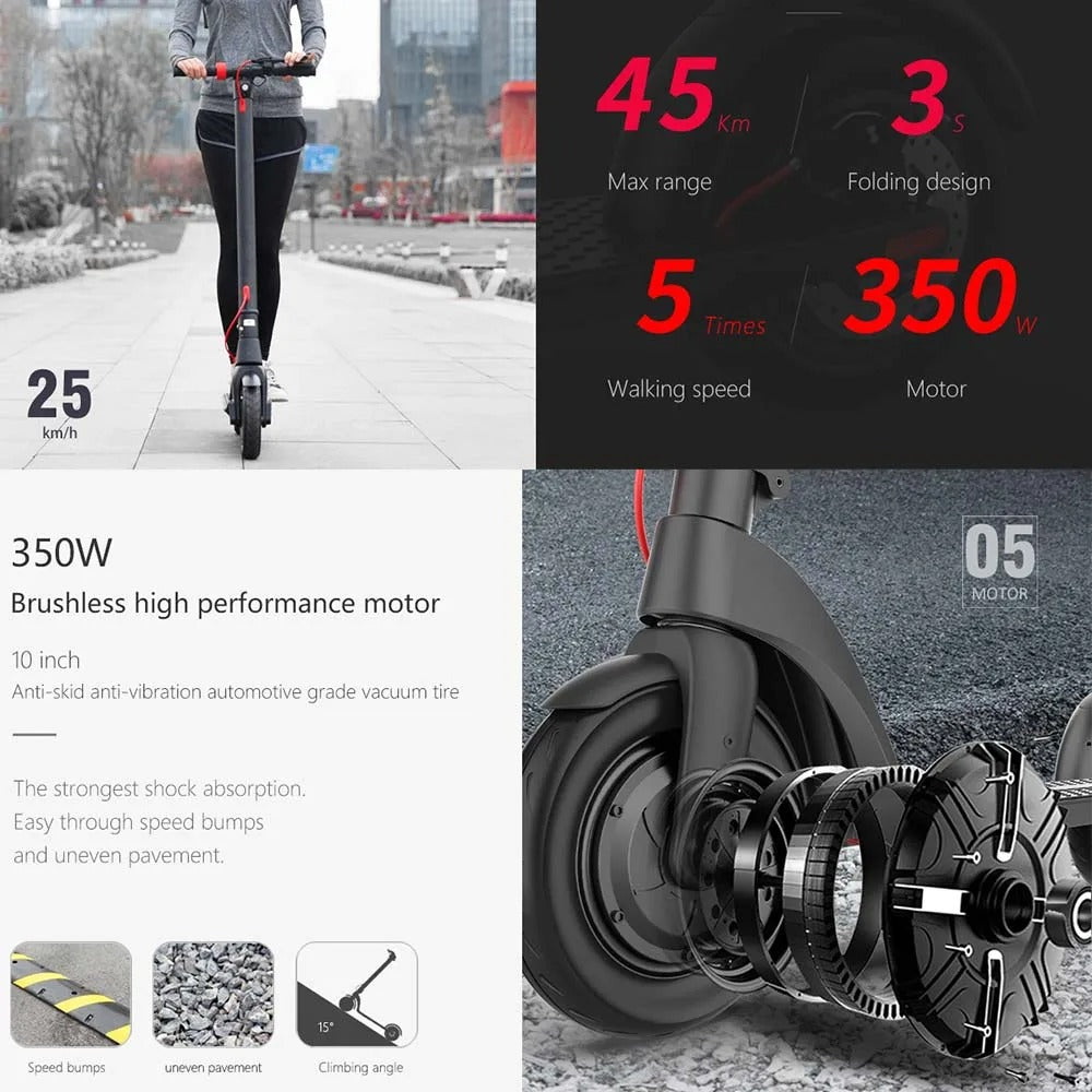 HX X8 10AH Electric Scooter 350W 25KM/H Foldable Electric Kick E Scooter 10 Inch Escooter For Adults