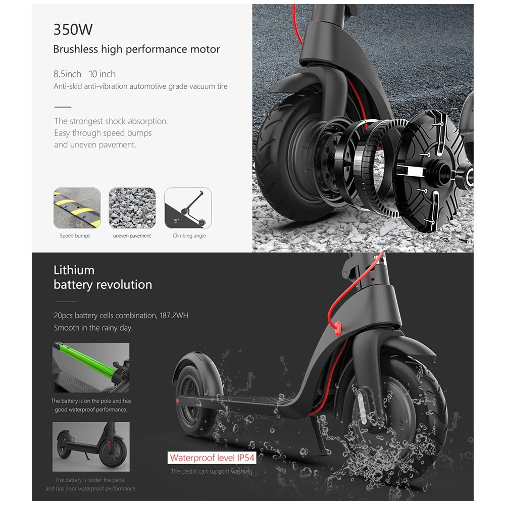 HX X7 Adult Electric Scooter Foldable 350W 5.0AH 36V Electric Kick Scooter 10.0 inch Wheel Off-road E Scooter