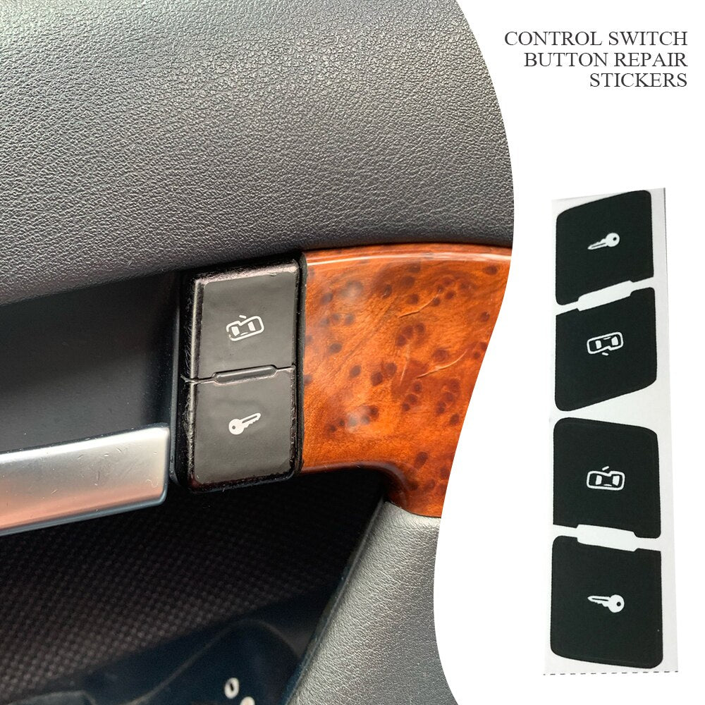 Pegatinas de reparación de botón de interruptor de Control de bloqueo de puerta de coche negro mate izquierdo + derecho para Audi A3L pegatinas de botón fijo para coche nuevo 