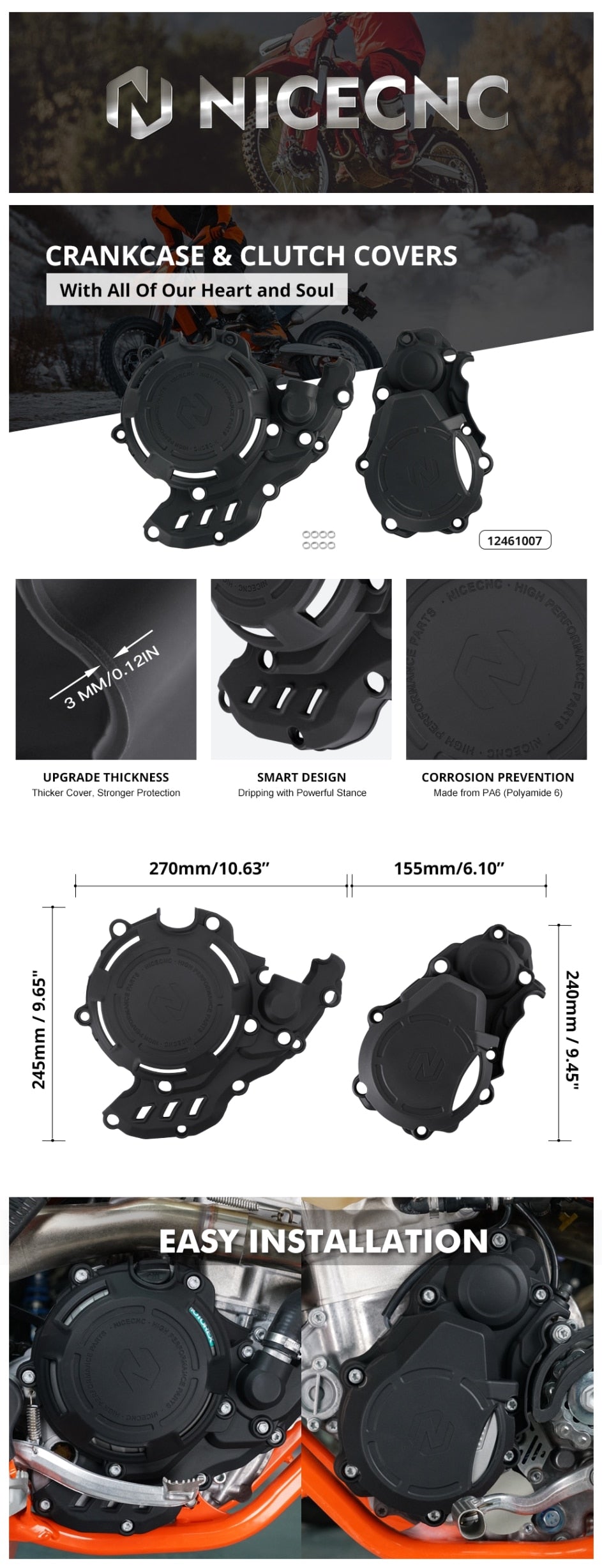 Kit de carter moteur et couvercle d'embrayage d'allumage de moto pour Husqvarna FE KTM E-XC-FW