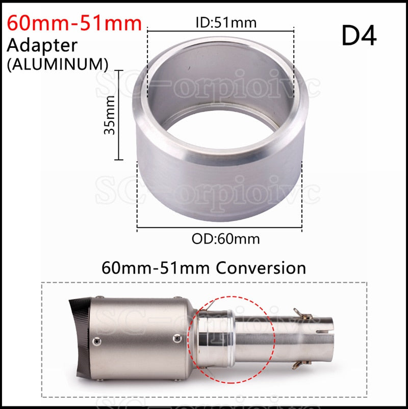 Adaptateur de tuyau d'échappement de moto, accessoires et outils d'installation 60-51mm 51-38mm