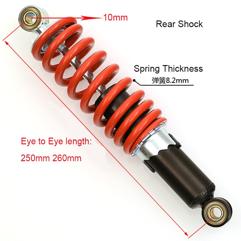 Motorcycle Shock Absorber Front-Rear 25-27cm -50-150cc for ATV Go Kart Pit Bike