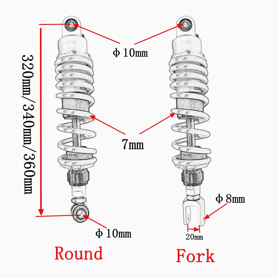 Ressort hélicoïdal de suspension arrière de moto, pour Honda, Yamaha, Kawasaki, Suzuki, 32-36cm