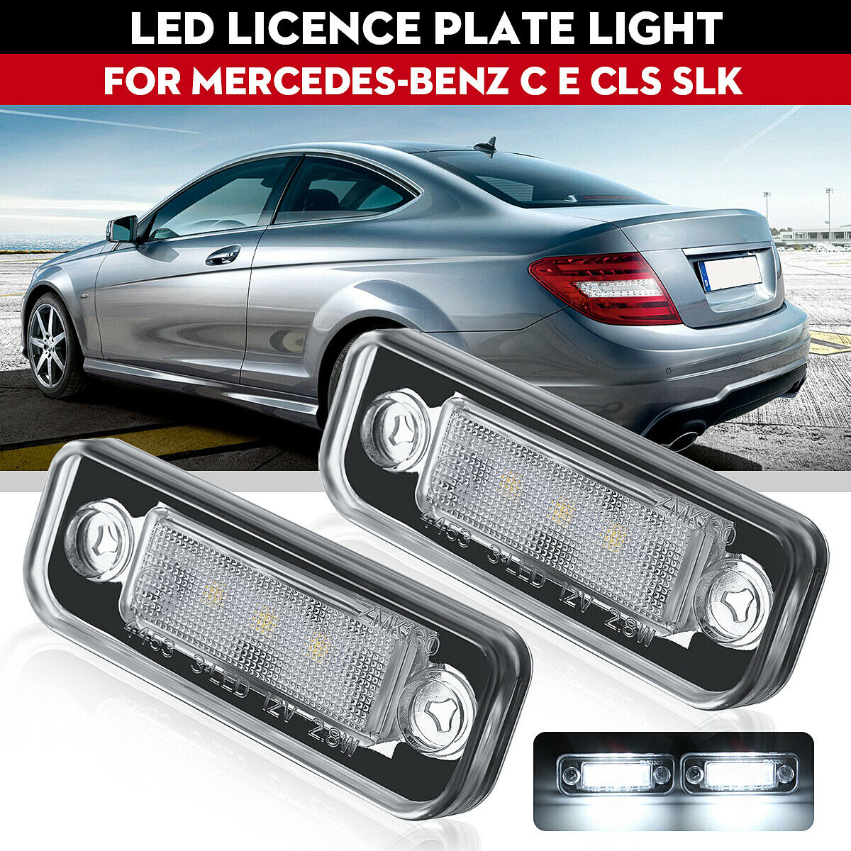 Car auto LED Lights license plate lamp for Mercedes Benz W203 W211 W219 R171-2pk