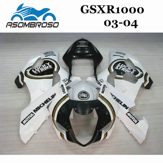 Motorcycle white fairings-Lucky Strike-body parts for Suzuki GSXR 1000 K3 K4