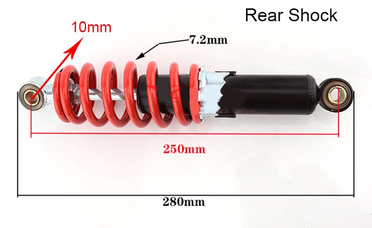 Motorcycle Shock Absorber Front-Rear 25-27cm -50-150cc for ATV Go Kart Pit Bike