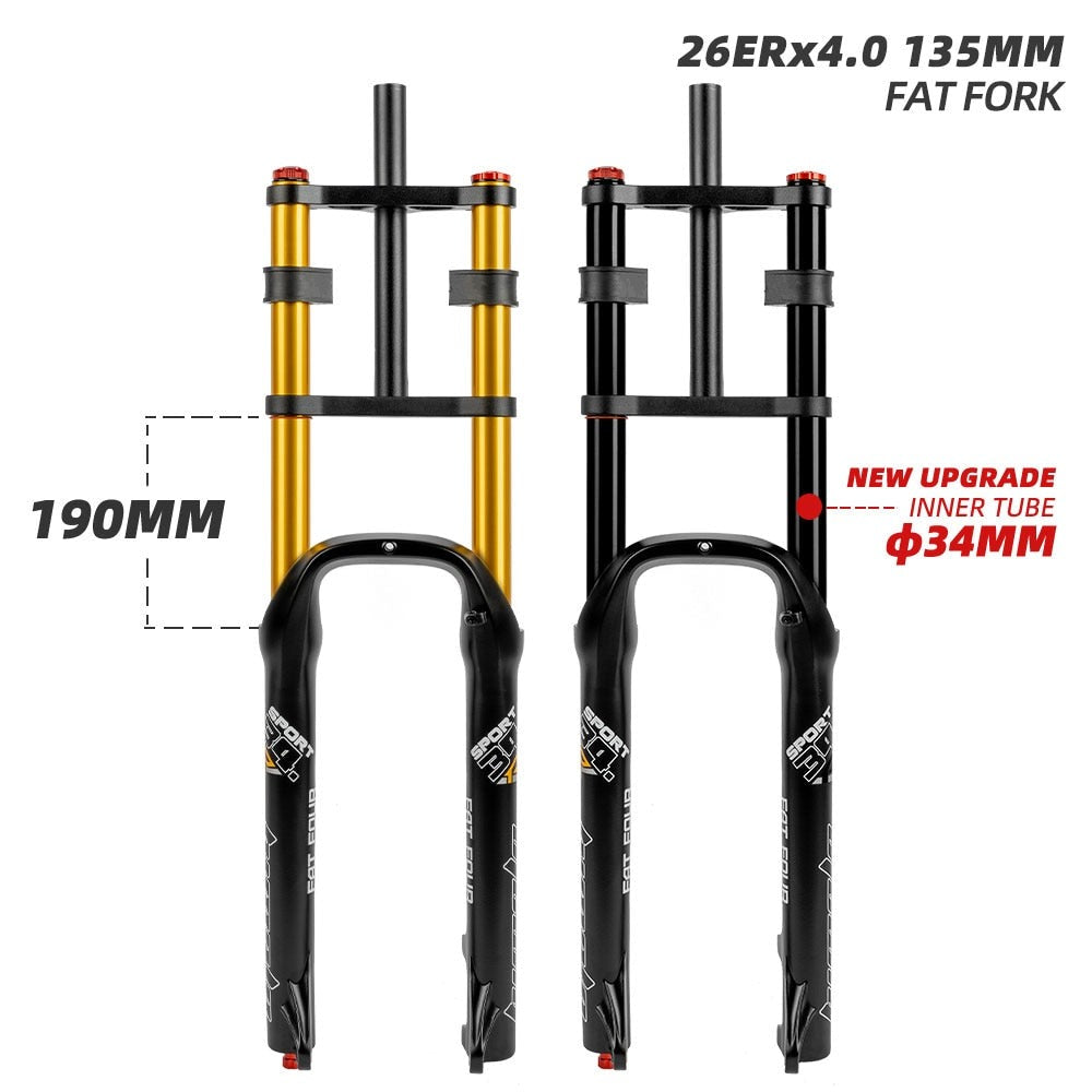 Mountain Fat Bike MTB horquilla de suspensión neumática de doble hombro 26 - 4 en 135 mm