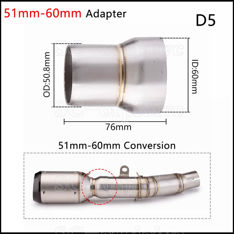 Adaptateur de tuyau d'échappement de moto, accessoires et outils d'installation 60-51mm 51-38mm