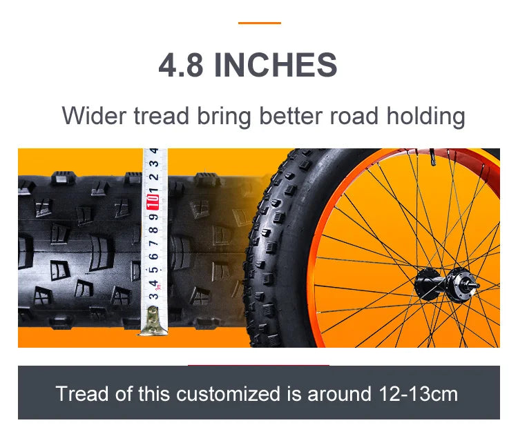 Neumático de bicicleta de montaña MTB Fat Bike, tubo interior 26x4,8 para bicicleta de nieve, no incluye llanta