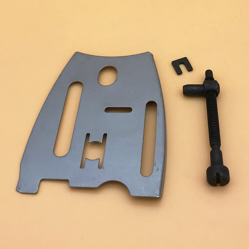 Juego de tornillos tensor de cadena de placa de motosierra para Husqvarna 61 66 181 266 272XP 288