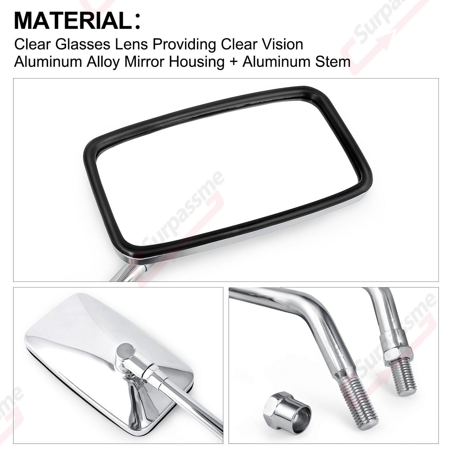 Motorcycle universal rearview mirrors chromed handles for ATVs E-bikes Scooters