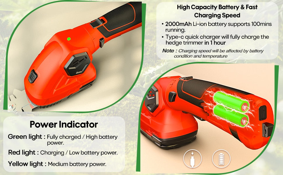 Shall 7.2v Cordless hedge trimmer-shears shrub grass trimmer 2in1-tool