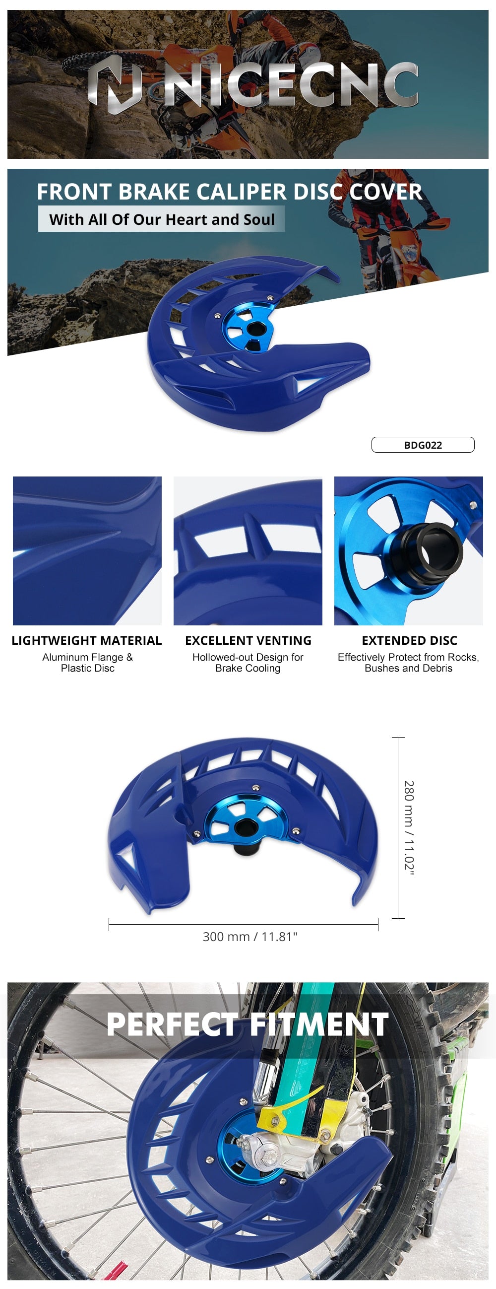 Couvercle de disque de frein avant motocross pour Husqvarna FE TE TX FX FC TC 125-450 2017-23