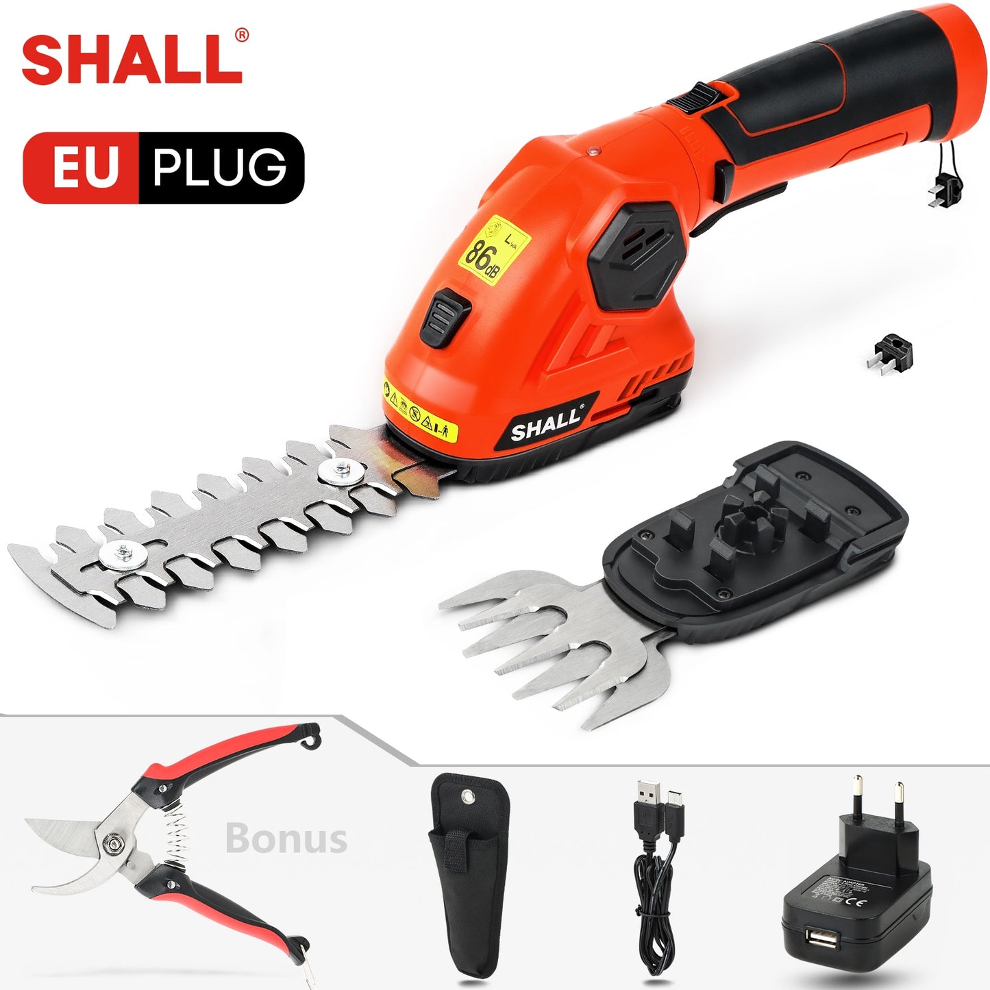 Shall 7.2v Cordless hedge trimmer-shears shrub grass trimmer 2in1-tool