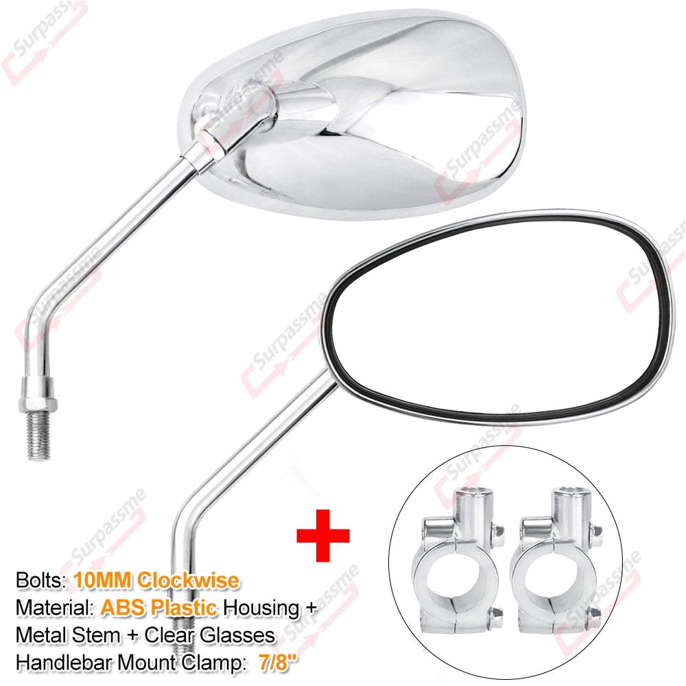 Motorcycle universal rearview mirrors chromed handles for ATVs E-bikes Scooters