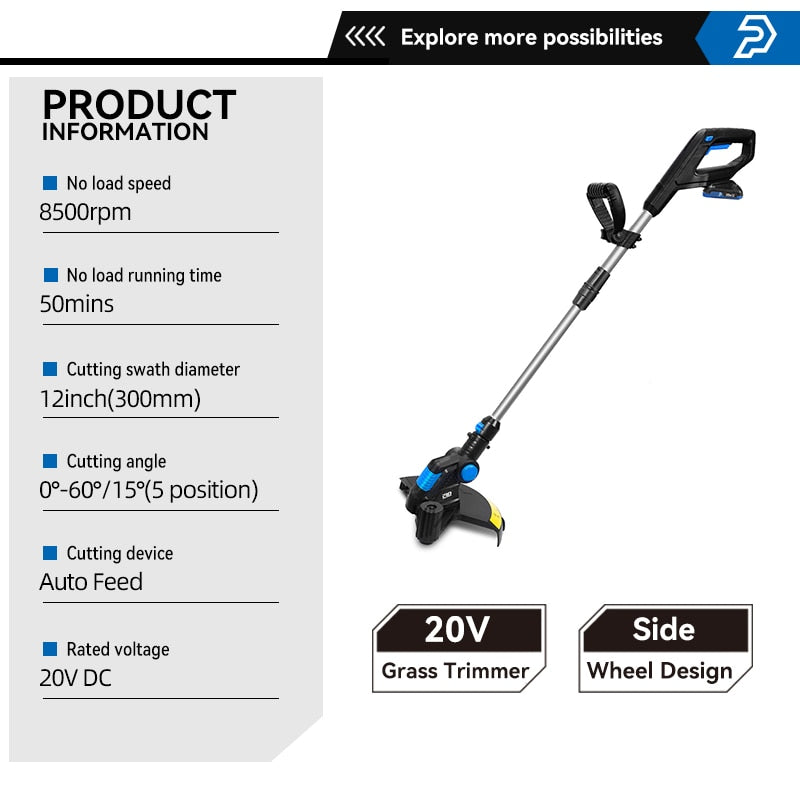 Prostormer 12 in Cordless Battery String Trimmer w 20v-21v Battery and Charger