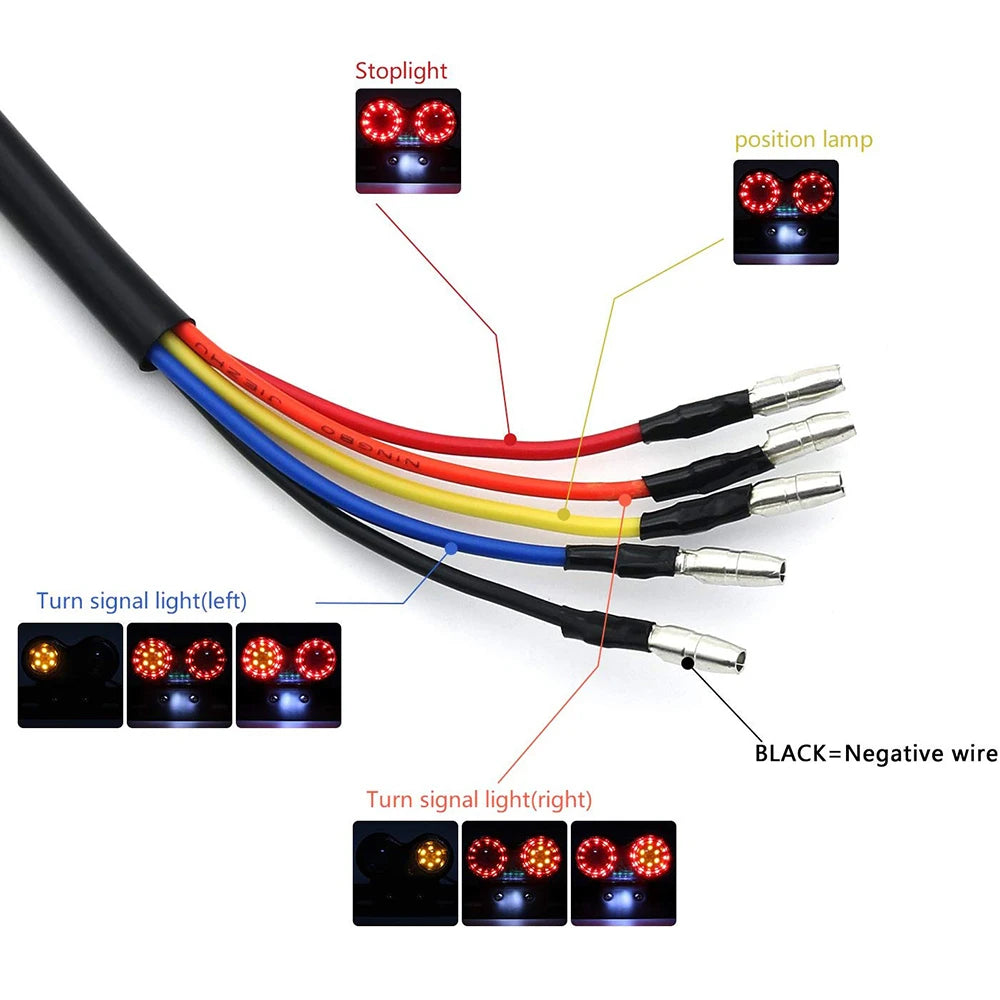 Feux LED universels pour motos, feu arrière de frein modifié, fumée, noir et rouge