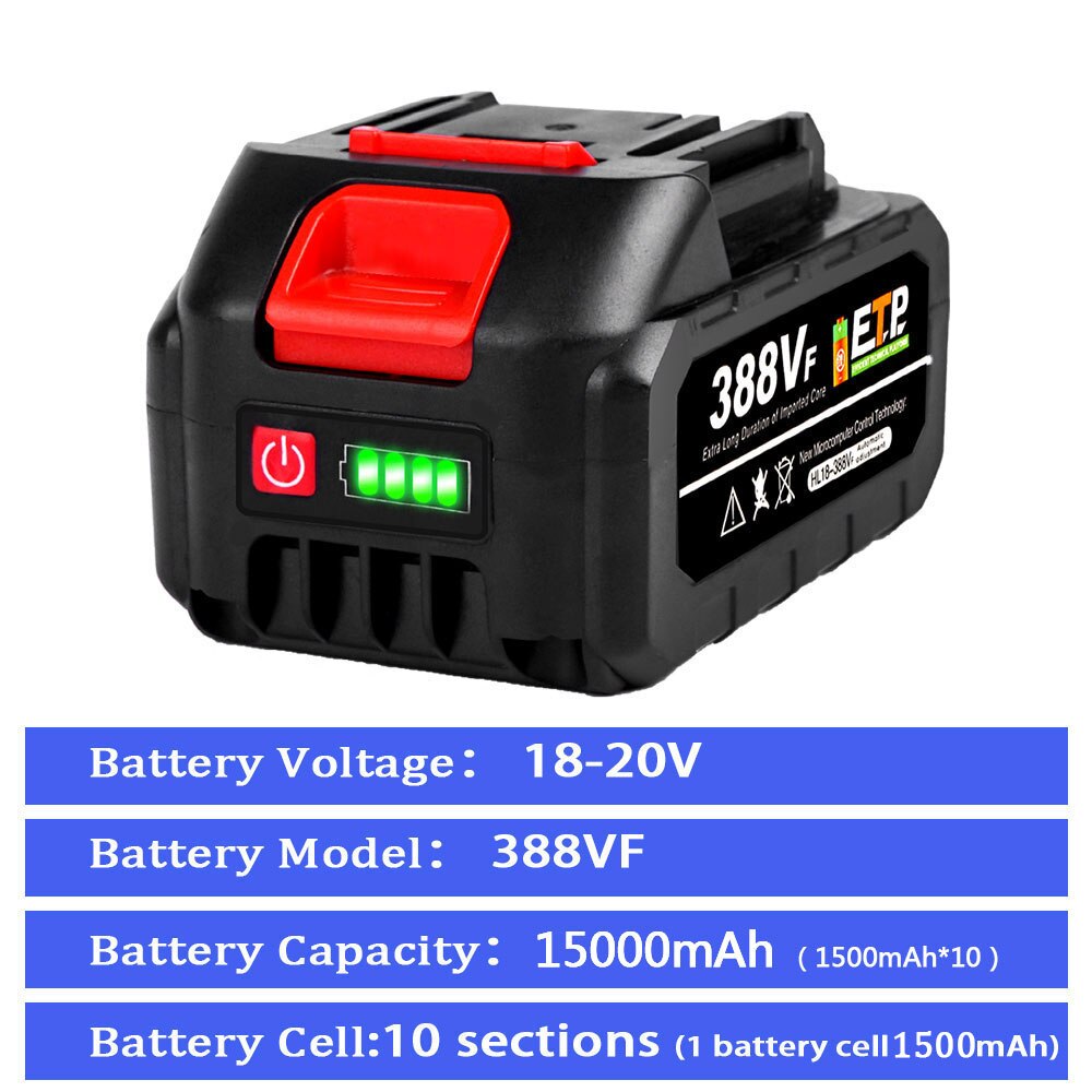 Motosierra de batería 6 en 3000W con baterías y cargador - Compatible con Makita 18V
