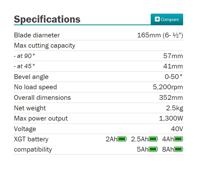 Makita HS012GZ -6.5 In- 5200 rpm Sierra circular inalámbrica sin escobillas 40V XGT Li-Ion 