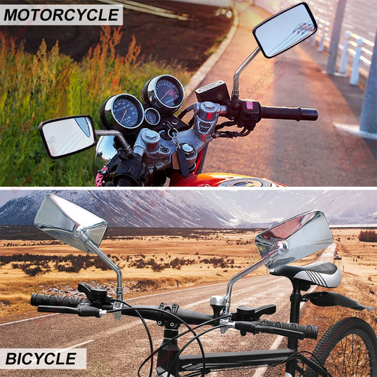 Motorcycle universal rearview mirrors chromed handles for ATVs E-bikes Scooters