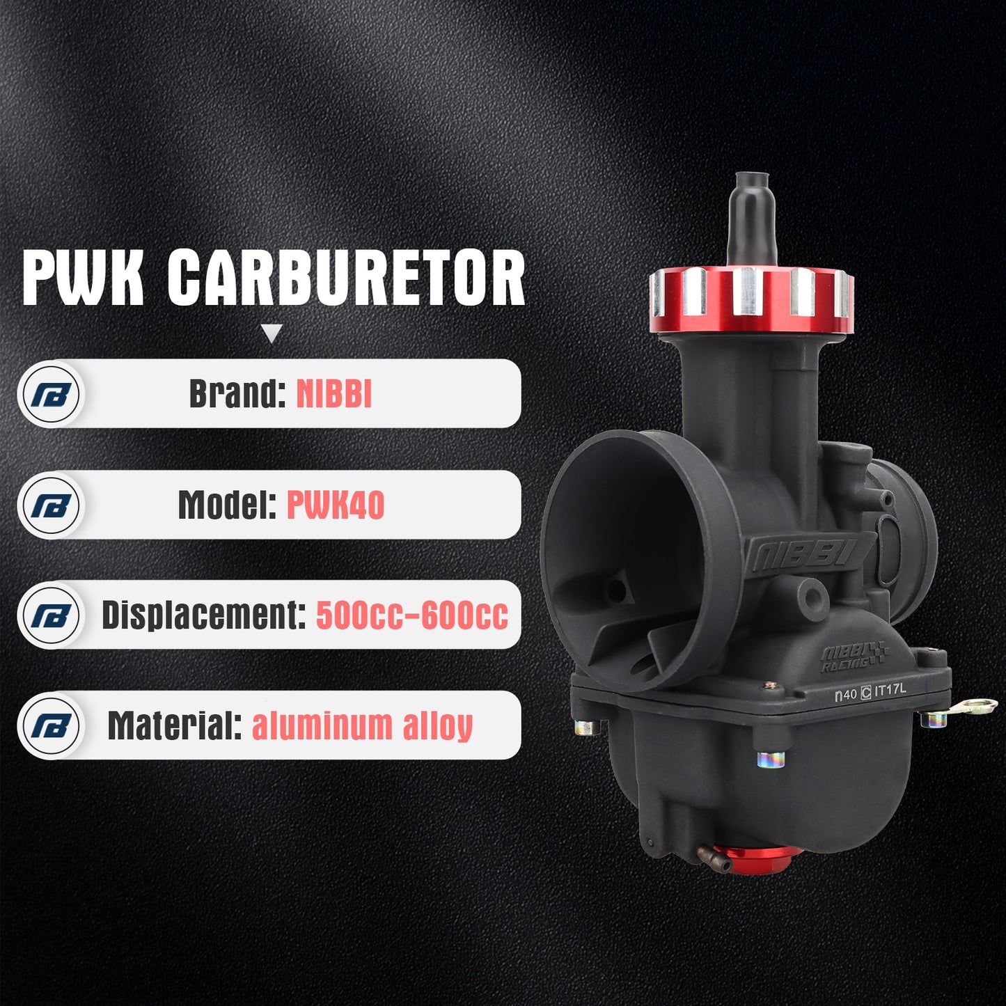 Carburateur de moto PWK24-40mm avec Jets pour Yamaha Kawasaki Suzuki Dirt Bike