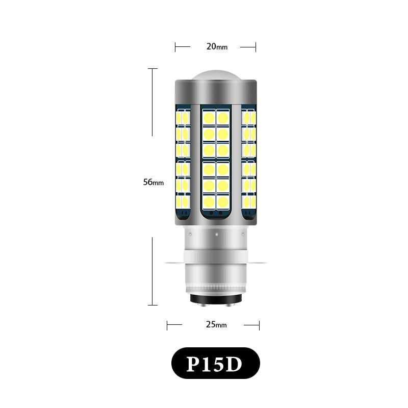 Luz LED H4 BA20D P15D 12V 6000K para moto ciclomotor Scooter ATV faros