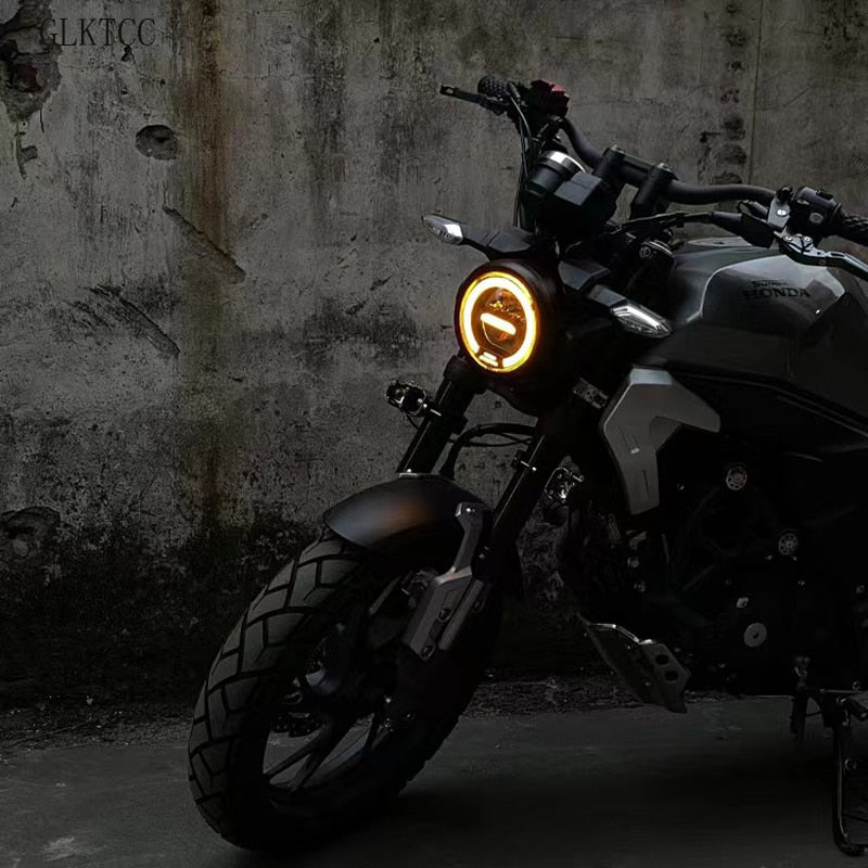 Lumière LED de moto 6.5 pouces, lampe pour Harley Sportster Racer Honda Yamaha Suzuki 