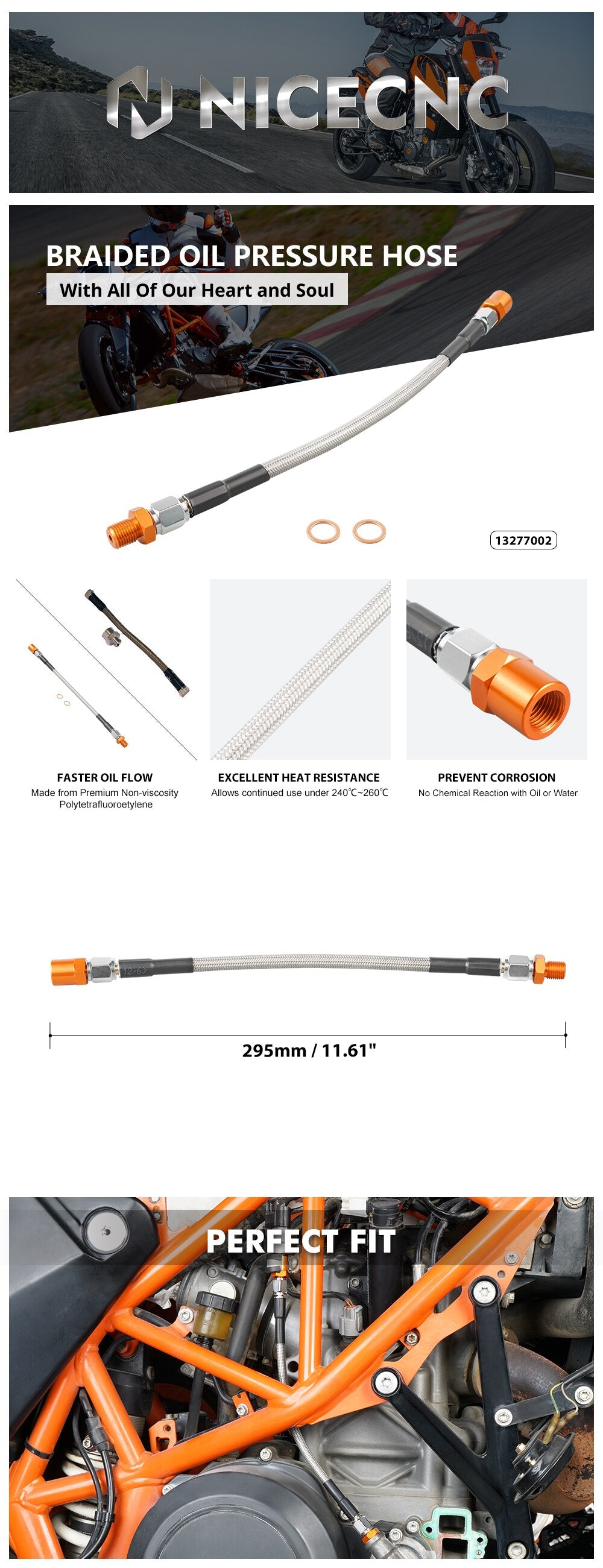 Motorcycle oil hose for KTM 690 SMC R Enduro R Husqvarna 701 Supermoto Enduro