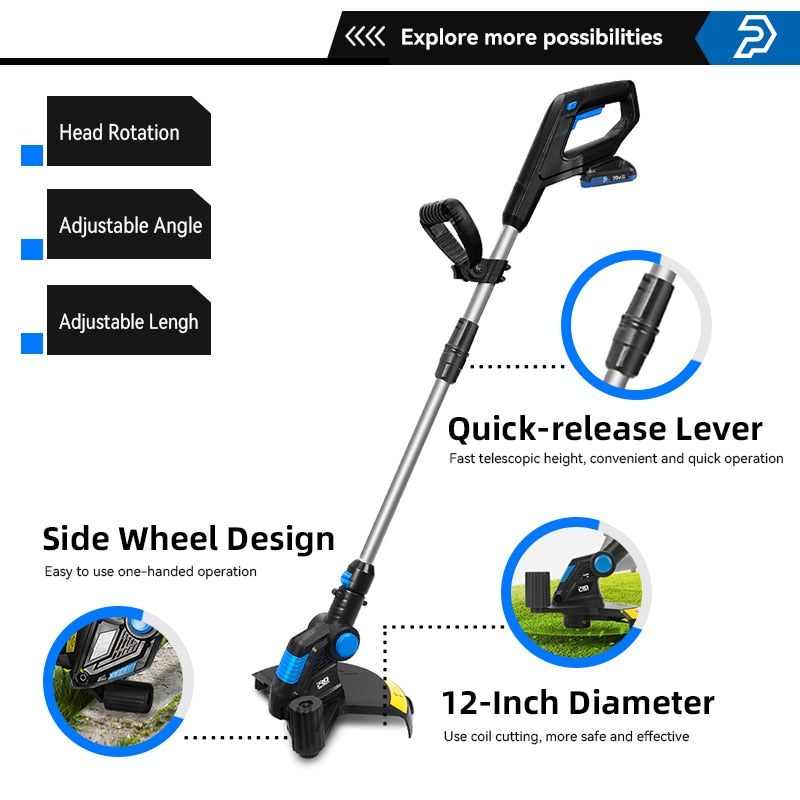 Coupe-bordure à batterie sans fil Prostormer de 12 po avec batterie et chargeur 20 V-21 V