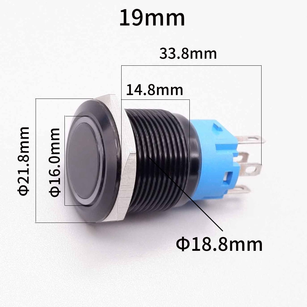 Botón de encendido Start Stop para automóvil 16 19 22 mm w Fixed Pwr Sply LED 3 5 6 12 24v