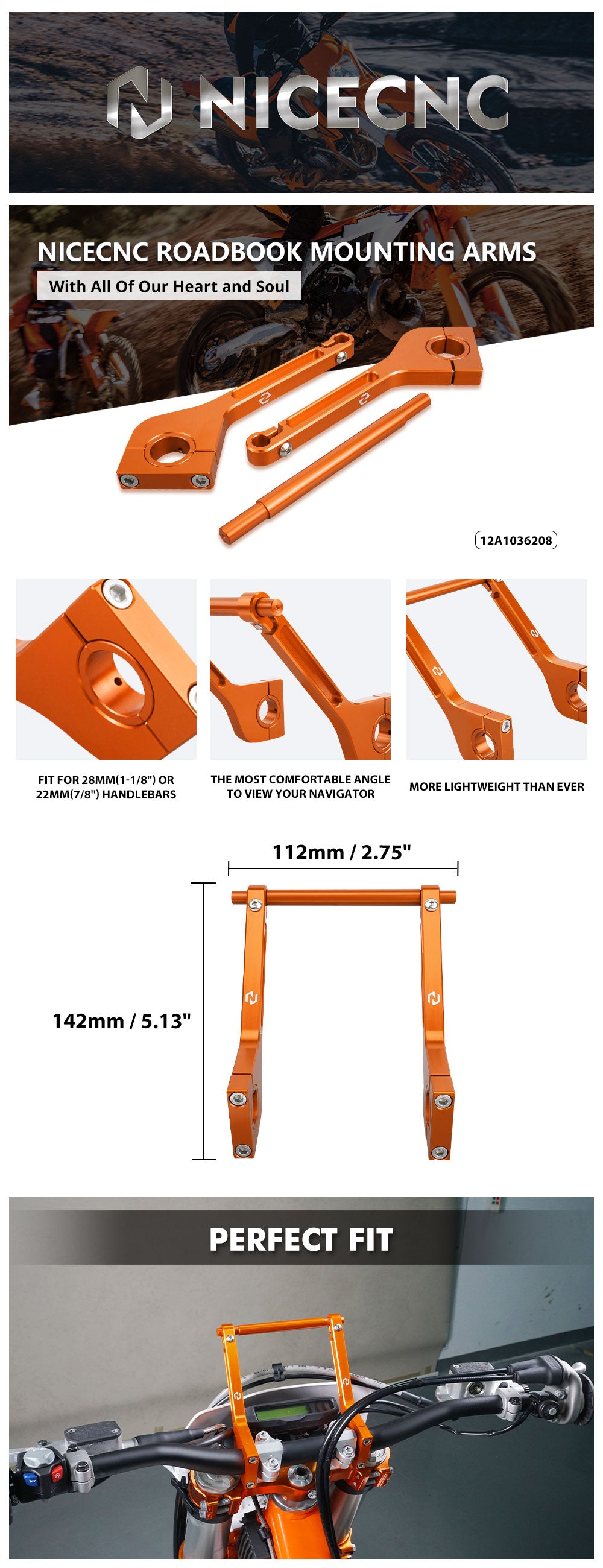 Soporte para roadbook de moto para KTM 690 Enduro R Husqvarna 701 Supermoto 22-28 mm