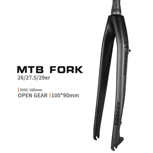Horquilla dura para bicicleta de montaña MTB, fibra de carbono de 26-27,5-29 pulgadas para freno de disco, horquilla MTB
