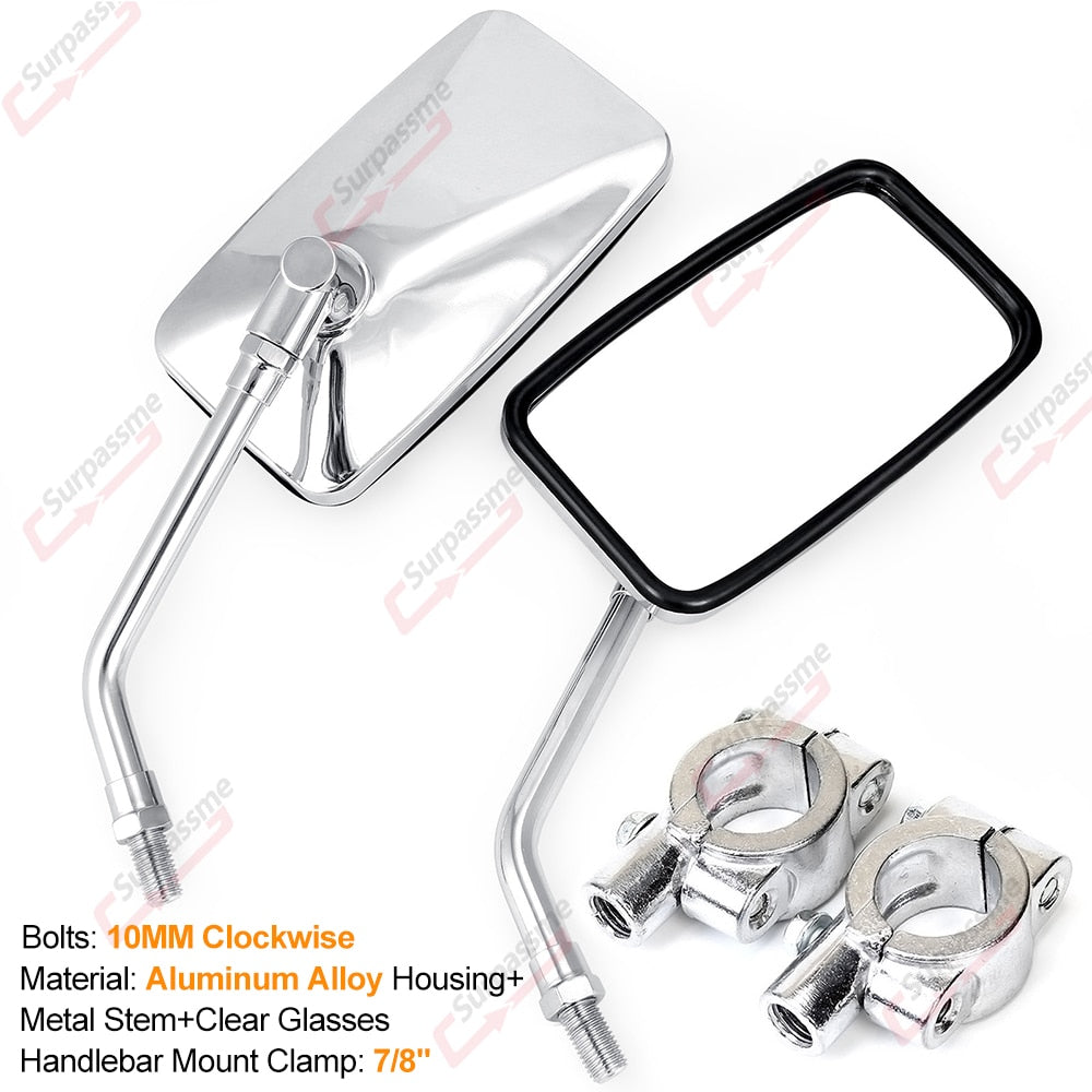 Motorcycle universal rearview mirrors chromed handles for ATVs E-bikes Scooters