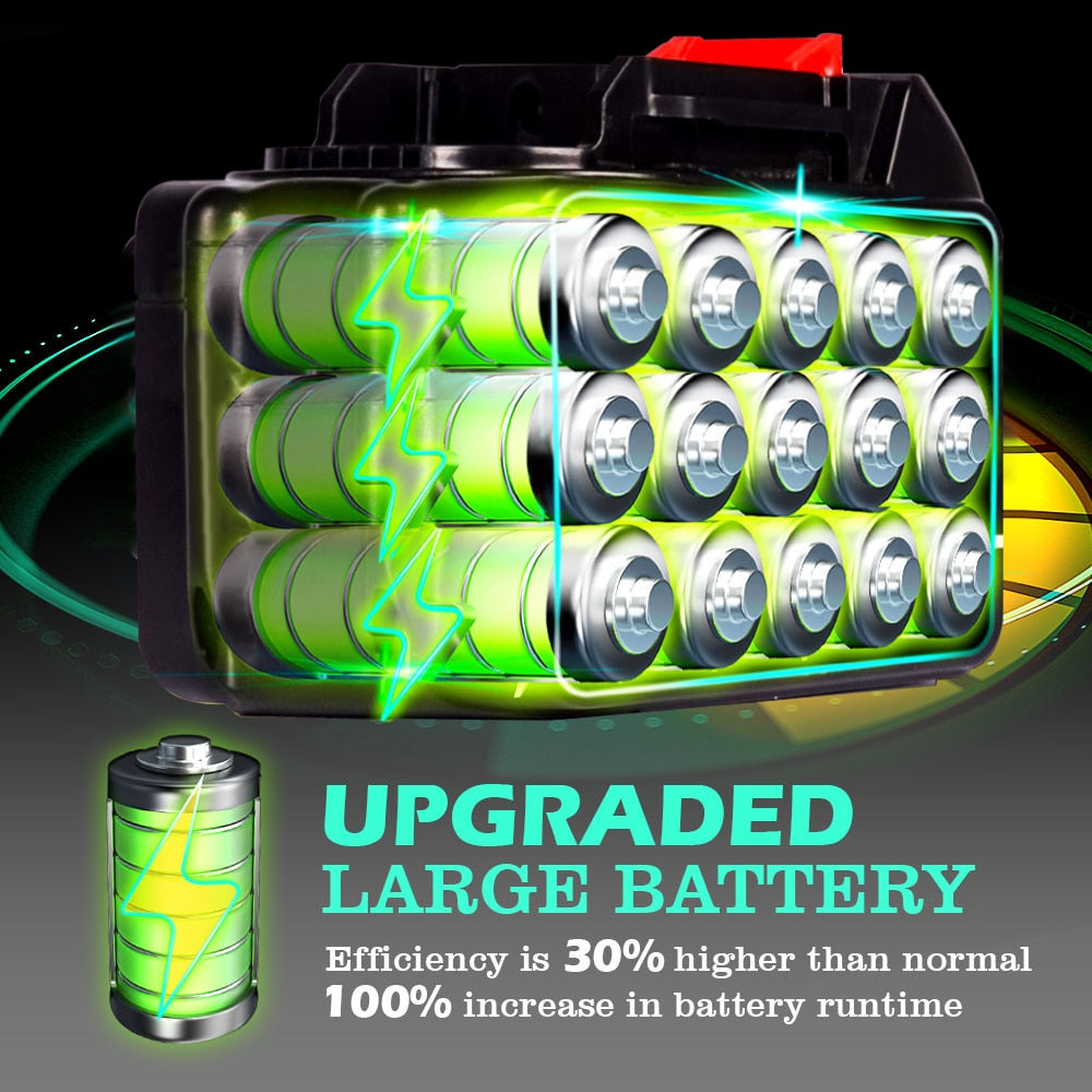 Batería de litio recargable de 20V, enchufe europeo, 388VF, 15000mAh, 928VF, 22500mAh, indicador de capacidad de batería, para taladro eléctrico de motosierra 