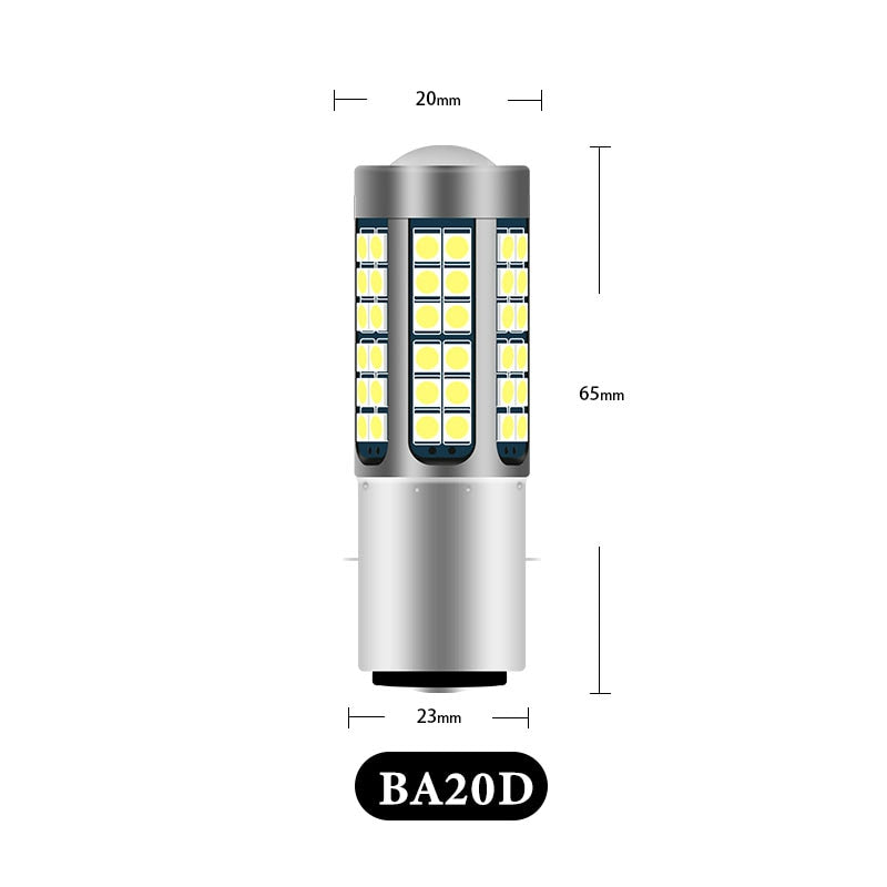 Luz LED H4 BA20D P15D 12V 6000K para moto ciclomotor Scooter ATV faros