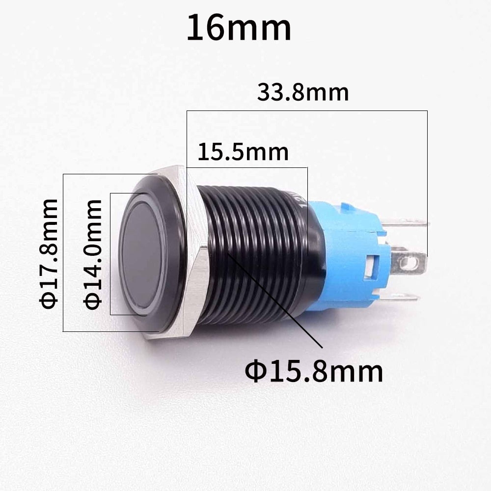 Bouton d'allumage de démarrage et d'arrêt pour voiture, 16, 19, 22mm, avec alimentation fixe, LED Sply, 3, 5, 6, 12, 24v 